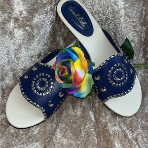 Navy Embellished Sandals